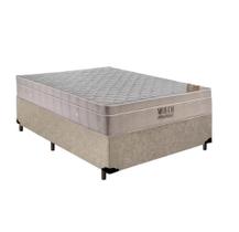 Cama Box + Colchão Viúva Molas Ensacadas Airtech 128cm Bege - Suporta até 150 Kg Por Pessoa - ORTOBOM