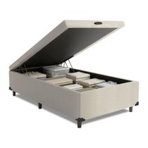 Cama Box com Baú 0,79m com 41cm de Altura Prince Branco Linho