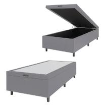 Cama Box Com Baú 0,79m Com 41cm De Altura Prince Cinza Cinza