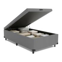 Cama Box com Baú 0,79m com 41cm de Altura Prince Cinza