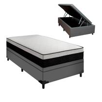 Cama Box com Baú Arezzo Black White Solteiro Molas Ensacadas