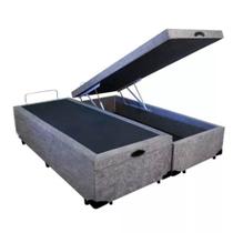 Cama Box Com Baú Bipartido Casal Suede Cinza (Blindado)