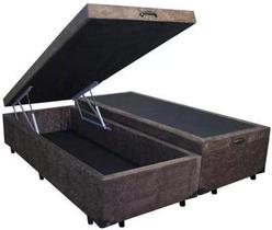 Cama Box Com Baú Bipartido Casal Suede Marrom Escuro Cama Box Com Baú Bipartido Casal Suede Marrom Escuro