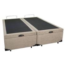 Cama Box Com Baú Bipartido Queen size Suede Bege