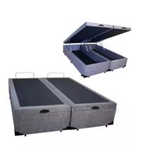 Cama Box Com Baú Bipartido Queen size Suede (Blindado)
