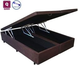 Cama Box Com Baú Bipartido Queen size Suede Marrom