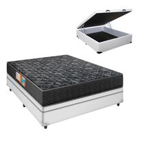 Cama Box com Baú Branco Colchão Casal Super Firme D60 Portobel