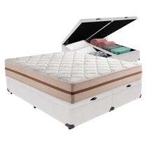 Cama Box com Baú Branco e Colchão Queen Classic Anjos