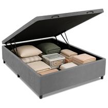 Cama Box com Baú Casal 1,38m com 41cm de Altura Prince Suede Cinza Cama Box com Baú Casal 1,38m com 41cm de Altura Prince Suede Cinza