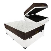 Cama Box Com Baú Casal Branco Blindado + Colchão De Molas Ensacadas - Ortobom - Gold Personal 138x188x70cm