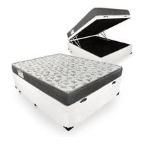 Cama Box com Baú Casal Branco + Colchão de Espuma D33 ISO100 Ortobom 138x188