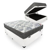 Cama Box Com Baú Casal BRANCO + Colchão De Molas Ensacadas - Ortobom - ISO Superpocket 138cm