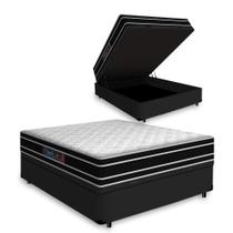 Cama Box Com Baú Casal + Colchão De Espuma D33 - Castor - Black White Double Face 138cm