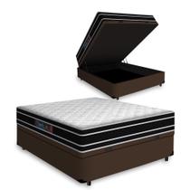 Cama Box Com Baú Casal + Colchão De Espuma D33 - Castor - Black White Double Face 138cm