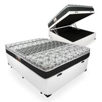 Cama Box Com Baú Casal + Colchão De Molas - Castor - Class Tecnopedic One Face 138x188x67cm