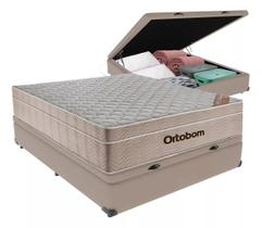 Cama Box Com Baú Casal + Colchão De Molas Ensacadas - Ortobom - AirTech SpringPocket - 138x188x67cm