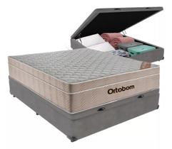 Cama Box Com Baú Casal + Colchão De Molas Ensacadas - Ortobom - AirTech SpringPocket - 138x188x67cm