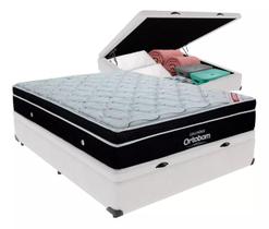 Cama Box Com Baú Casal + Colchão De Molas Ensacadas - Ortobom - Elegant SuperPocket 138x188x70cm Branco