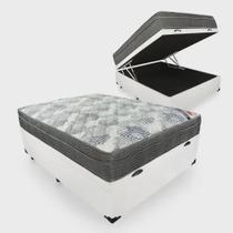 Cama Box Com Baú Casal + Colchão De Molas Ensacadas - Ortobom - iso SuperPocket 138x188x67cm Branco Cama Box Com Baú Casal + Colchão De Molas Ensacadas - Ortobom - iso SuperPocket 138x188x67cm Branco