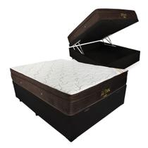 Cama Box Com Baú Casal Preto Blindado + Colchão De Molas Ensacadas - Ortobom - Gold Personal 138x188x70cm