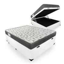 Cama Box Com Baú Casal Sintético + Colchão De Espuma D33 - Ortobom - ISO 100 138cm - Branco