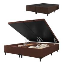Cama Box Com Baú King 1,93m Prince Suede Marrom Marrom Cama Box Com Baú King 1,93m Prince Suede Marrom Marrom