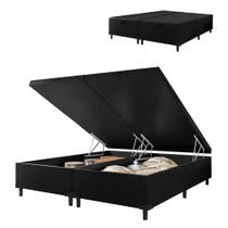 Cama Box Com Baú King 1,93m Prince Suede Preto Preto Cama Box Com Baú King 1,93m Prince Suede Preto Preto