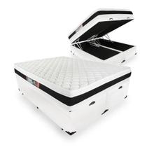 Cama Box Com Baú King + Colchão De Espuma D45 - Castor - Black White Double Face 193cm