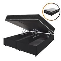Cama Box com Baú King Preta + Colchão San Francisco Ortopédico Espuma D33 193x203x59cm