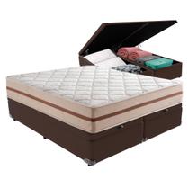 Cama Box com Baú Marrom e Colchão Queen Classic Anjos