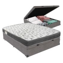 Cama Box Com Baú Ortobom Iso100 Bege D33 Cor:cinza