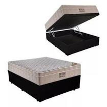 Cama Box Com Bau Preto Colchão Ortobom De Molas Ensacadas Airtech Springpocket