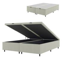 Cama Box Com Baú Queen 1,58m Prince Suede Bege Bege Cama Box Com Baú Queen 1,58m Prince Suede Bege Bege
