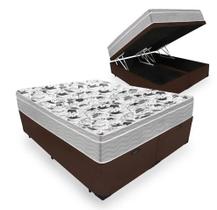 Cama Box Com Baú Queen Bipartido Tecido Sintético Marrom com Colchão De Molas Ensacadas - Probel - Evolution 158cm Cama Box Com Baú Queen Bipartido Tecido Sintético Marrom com Colchão De Molas Ensacadas - Probel - Evolution 158cm