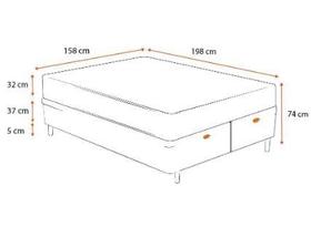 Cama Box Com Baú Queen Bipartido Tecido Sintético Preto com Colchão de Molas Ensacadas - Probel - Evolution 158cm Cama Box Com Baú Queen Bipartido Tecido Sintético Preto com Colchão de Molas Ensacadas - Probel - Evolution 158cm