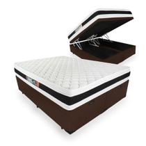 Cama Box Com Baú Queen + Colchão De Espuma D45 - Castor - Black White Double Face 158cm