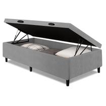 Cama Box com Baú Solteiro 0,88 com 41cm de Altura Prince Cinza Cama Box com Baú Solteiro 0,88 com 41cm de Altura Prince Cinza