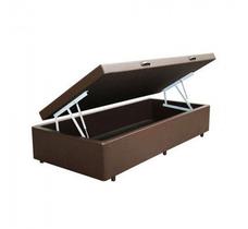Cama Box Com Baú Solteiro 46x88x188 Sintetico Marrom