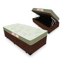 Cama Box Com Baú Solteiro + Colchão De Espuma D33 - Castor - Sleep Max - 88x188x60cm
