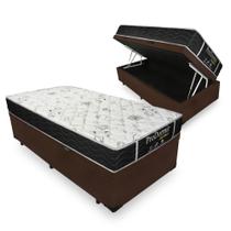 Cama Box Com Baú Solteiro + Colchão De Molas - Probel - Sleep Black 88cm