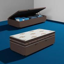 Cama Box com Baú Solteiro King Marrom Colchão De Molas DAngelis Classic Superlastic 96x203x59cm Cama Box com Baú Solteiro King Marrom Colchão De Molas DAngelis Classic Superlastic 96x203x59cm