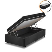 Cama Box com Baú Solteiro Preta + Colchão San Francisco Ortopédico Espuma D33 96x203x59cm Cama Box com Baú Solteiro Preta + Colchão San Francisco Ortopédico Espuma D33 96x203x59cm
