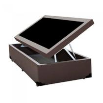 Cama Box com Baú Solteiro Solteirão Homequeen Estrutura em Madeira com Baú Pneumático Marrom