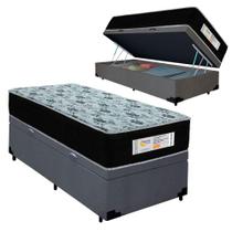 Cama Box com Baú Solteiro Sonnolux Colchão Molas Ensacadas Suede Cinza Sereneprime Cama Box com Baú Solteiro Sonnolux Colchão Molas Ensacadas Suede Cinza Sereneprime