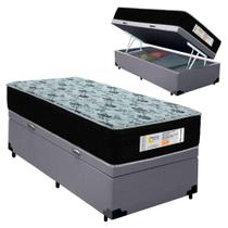 Cama Box com Baú Solteiro Sonnolux com Colchão Molas Ensacadas Cinza Sereneprime