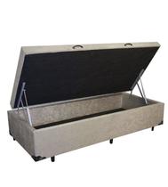 Cama Box Com Baú Solteiro Suede Bege Blindado