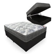 Cama Box Com Baú Viúva Blindado + Colchão De Molas Ensacadas - Ortobom - iso SuperPocket 128cm - Preto Cama Box Com Baú Viúva Blindado + Colchão De Molas Ensacadas - Ortobom - iso SuperPocket 128cm - Preto