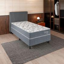 Cama Box com Cabeceira e Colchão Solteiro Celine Molas Ensacadas (62x88x188) Cinza