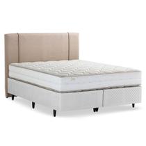 Cama Box com Cabeceira Estofada Herval Queen Joy, 67x158x198, Colchão Composto Cama Box com Cabeceira Estofada Herval Queen Joy, 67x158x198, Colchão Composto