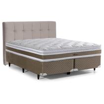 Cama Box com Cabeceira Queen Herval Amore, 67x158x198 cm, Molas Ensacadas, Base Verde Cama Box com Cabeceira Queen Herval Amore, 67x158x198 cm, Molas Ensacadas, Base Verde